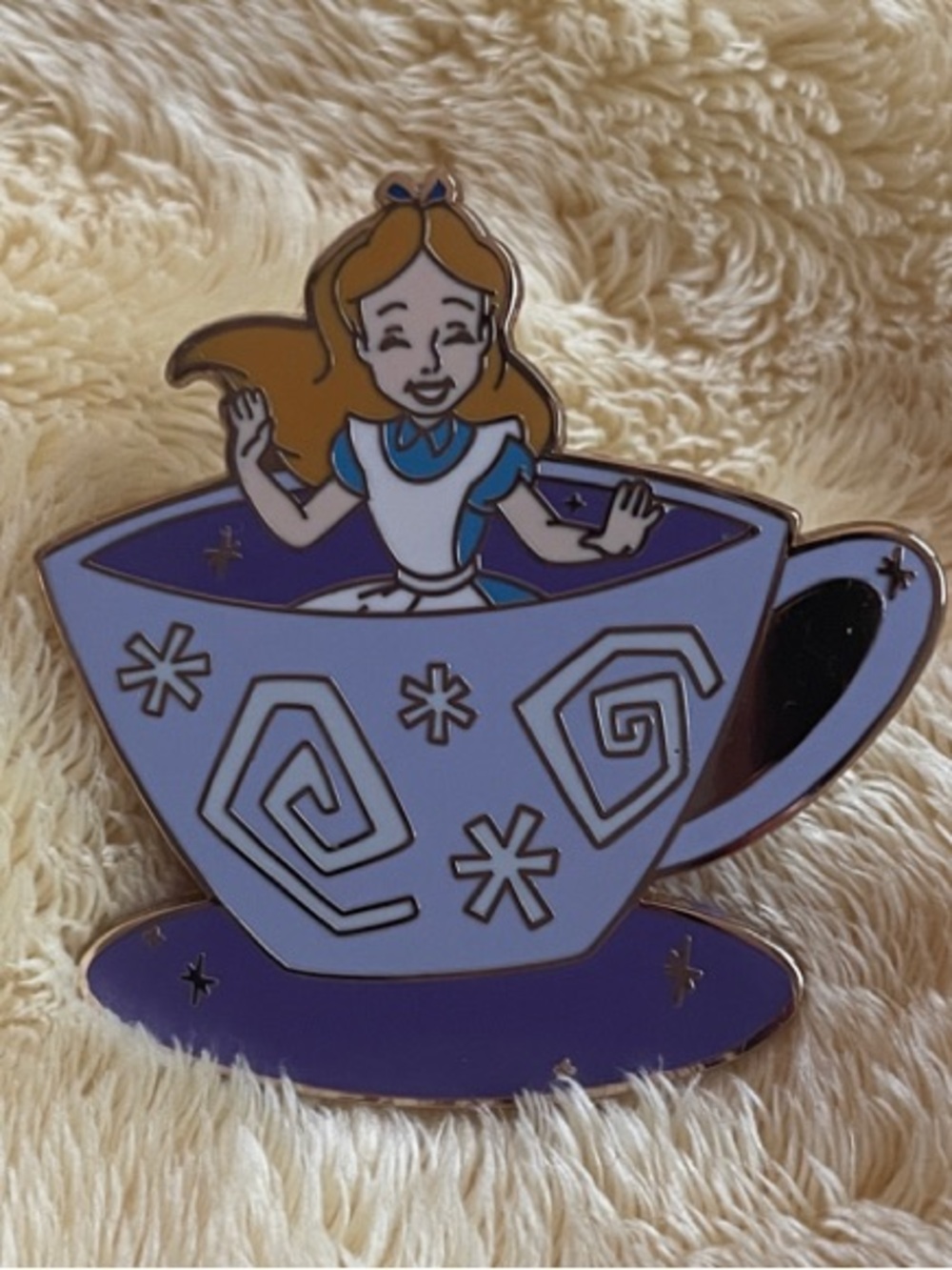 Disney Alice in Teacup Purple Blue Enamel Pin